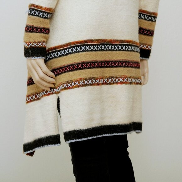 Janice Fair Isle Knit Striped Knee Length Cardigan Multicolors Women One Size - Picture 8 of 16
